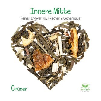 TeaLaVie Teeherz mit Beschriftung Grüner Tee Innere Mitte 1080